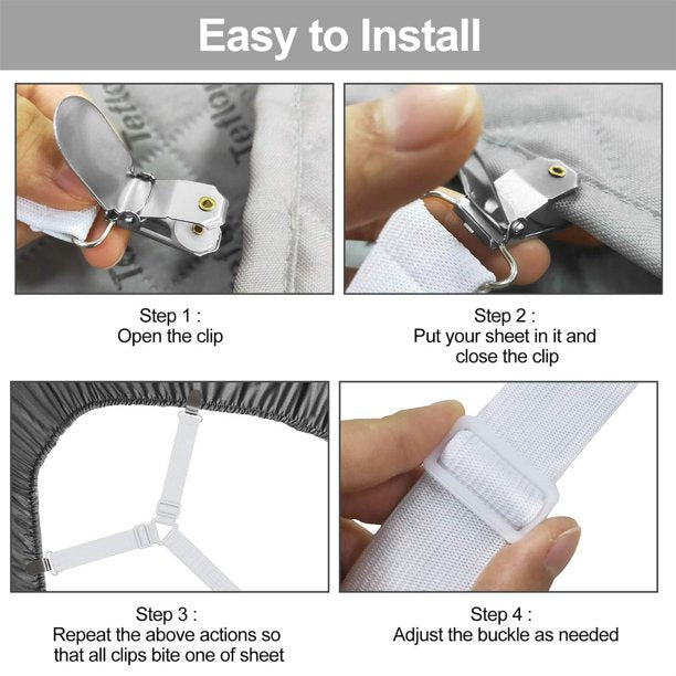 Bed Sheet Strap,Fitted Sheet Clips 360 Degree Bed Sheet Tightener Sheet Stays Used for Bed Sheets,Mattress Covers,Sofa Cushion