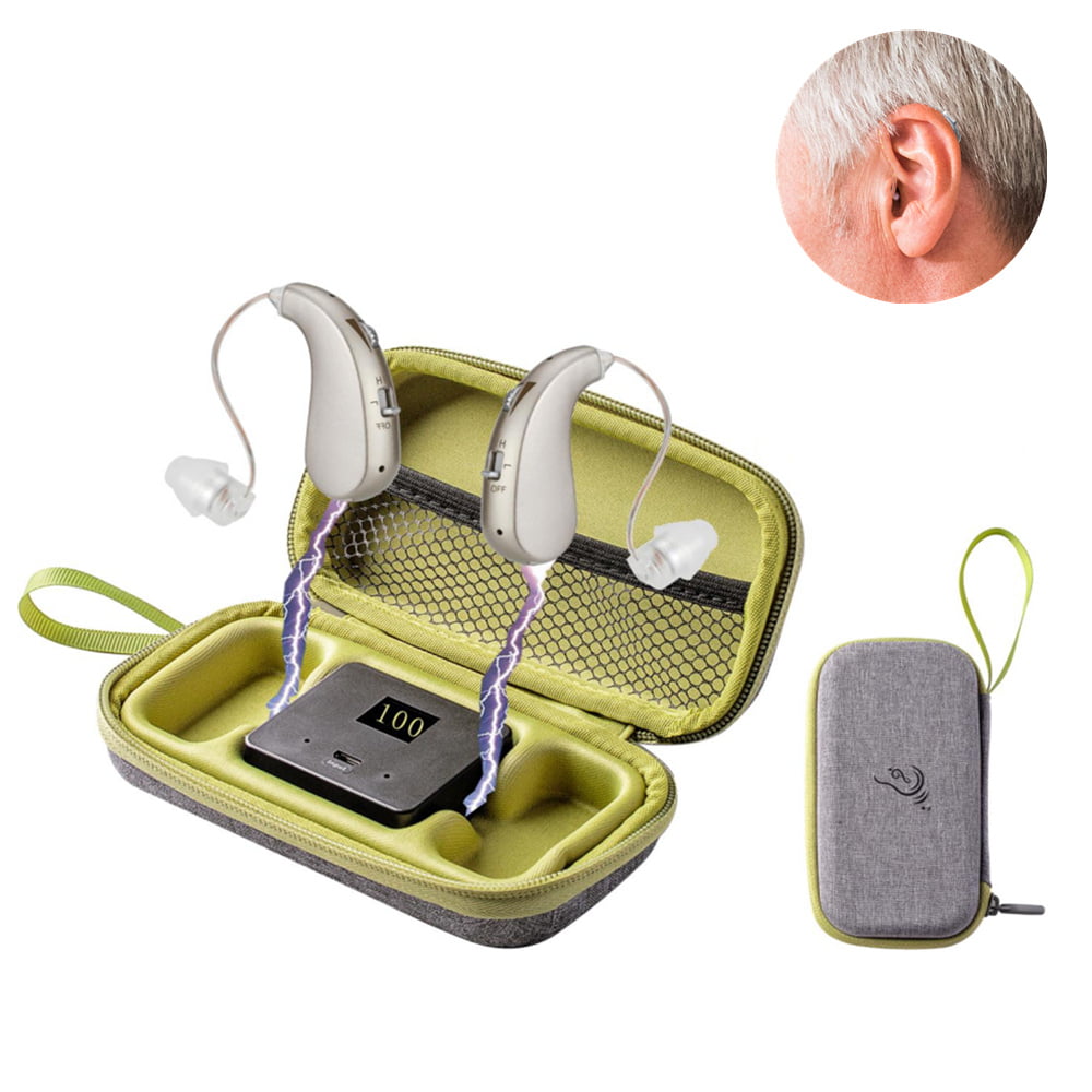 Doosl Hearing Amplifiers for Ears, Digital Hearing Amplifier with 6 Earplugs to Aid and Assist Hearing of Seniors, Noise Cancelling, Volume Adjustable, Silver, 2 Pack
