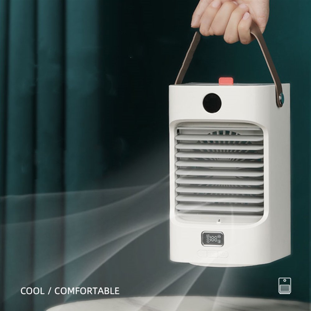 Doosl Personal Air Conditioner Fan, Rechargeable Mini AC Fan with Humidifier Mode, Portable Desk Fan for Home, Office, Room, White