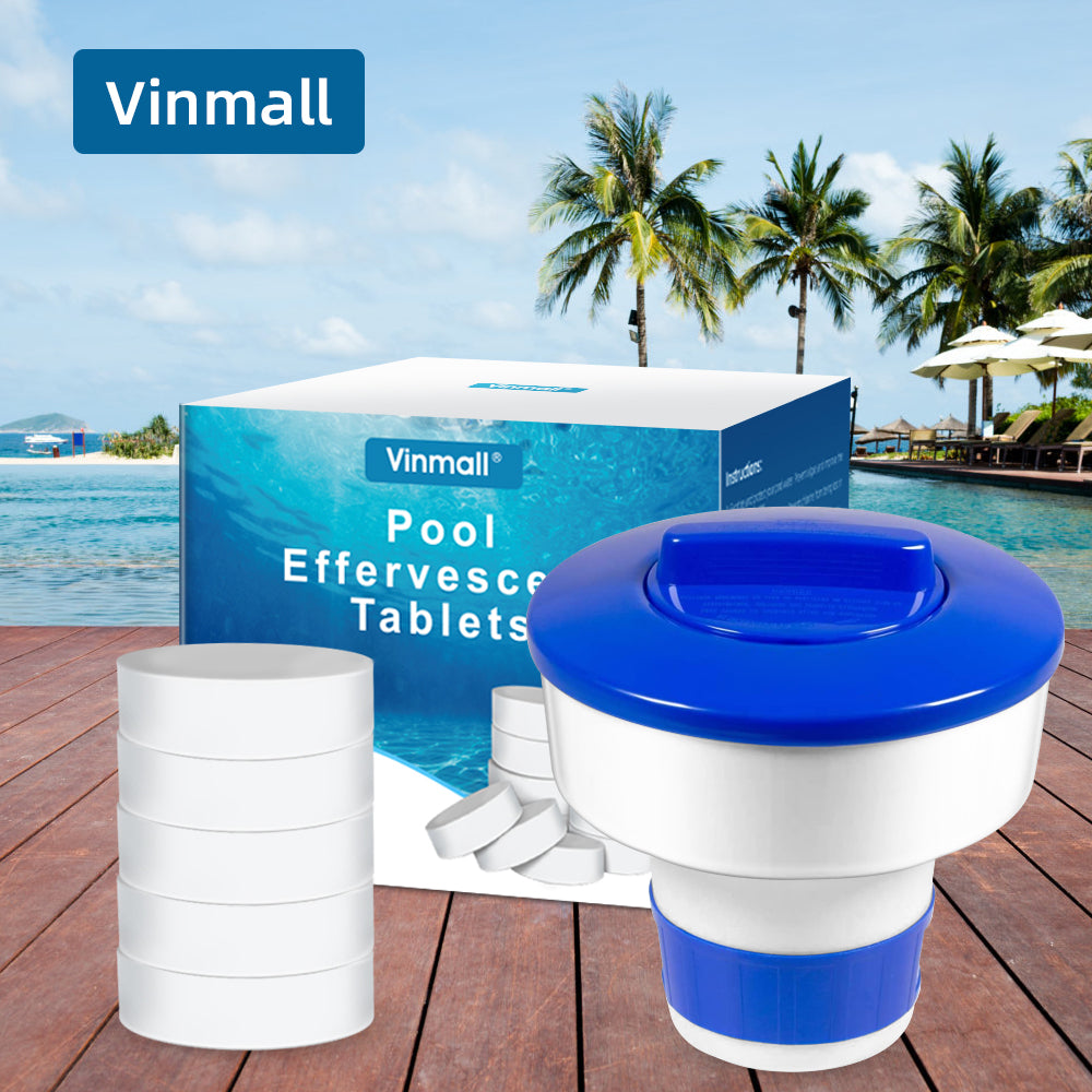 Melliful 3 inch Chlorine Tablets for Pool with Floating Chlorine Dispenser, Purify Water Disinfect Chlorine for Swimming Pool Spa, 2.6 Lb
