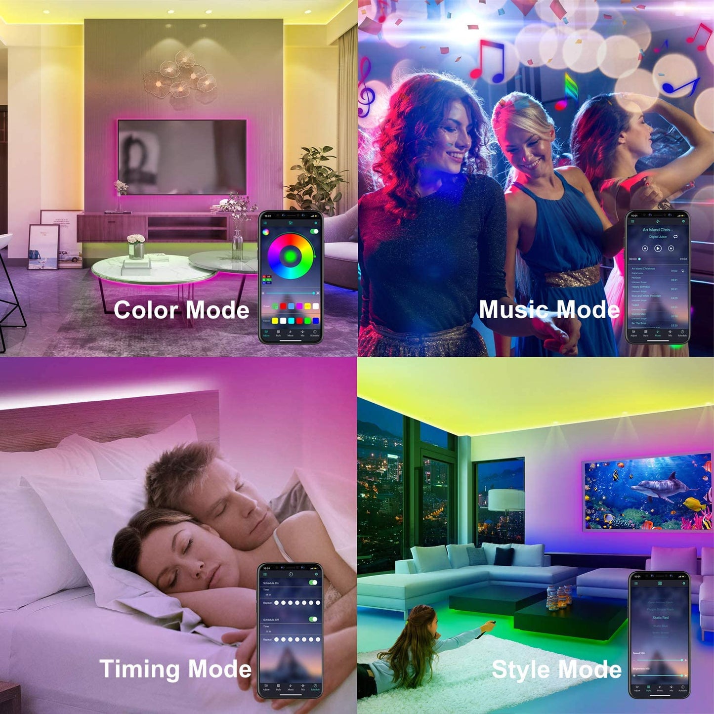 Laighter Led Strip Lights for Bedroom, 16.4 ft Smart Led Light Strip Music Sync with Upgraded 40 Keys Remote & App Control, Flexible DIY, RGB Color Changing, Tape Lights for Party Home