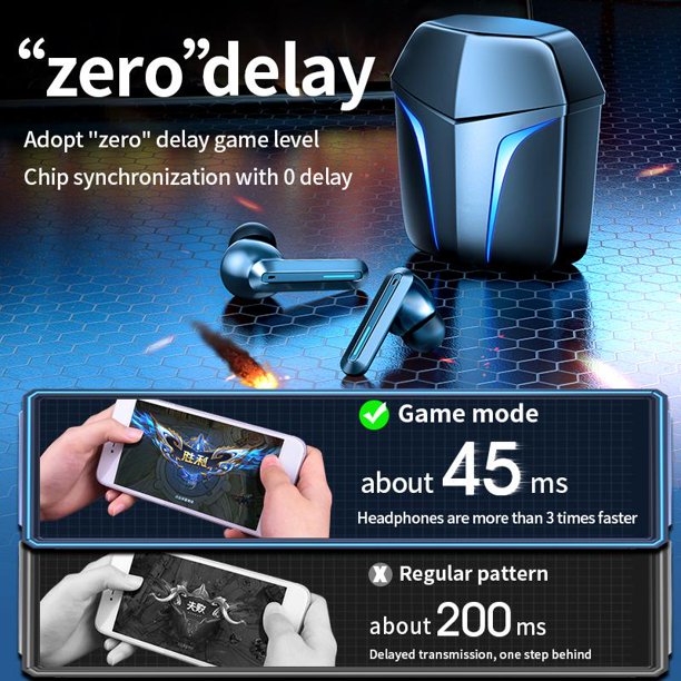 Wireless Earbuds,Bluetooth 5.0 Headphones Game/Music Mode Earphones in-Ear ,Stereo Sound Gaming Earbuds with Mic USB-C Charging Case LED Battery Display for Sport Android/iOS