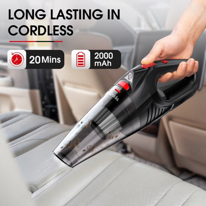 JoRocks Car Vacuum Cleaner Cordless, Portable Cyclone Handheld Vacuum with LED Lights for Home & Car, Black