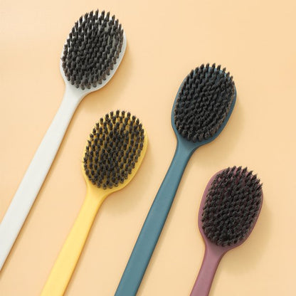 Bath Scrubber Body Brush Shower Scrubber Back Brush with 15 inches long Handle, Soft Bristles, Wet and Dry Use, White