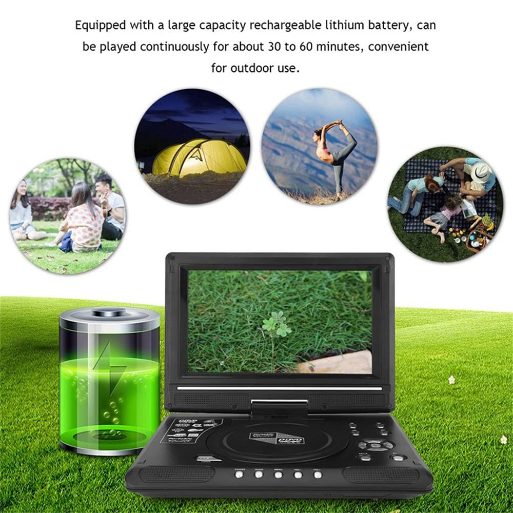 Qunler Portable DVD Player with 8.5" HD Swivel Screen and Remote Control, Support FM Radio, Black