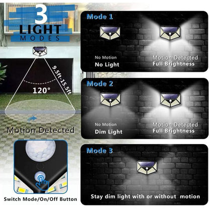 Wireless IP65 Waterproof Heatproof Solar Motion Sensor Lights Security Lights for Porch Garden, Patio, Fence, 2 Packs