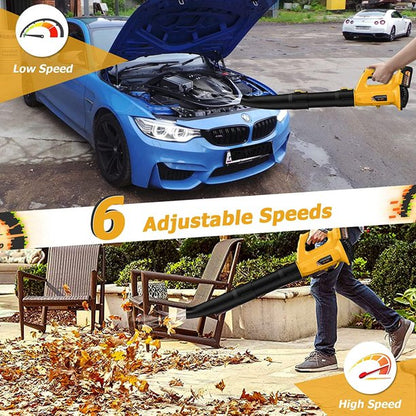Electric Blower, Cordless Leaf Blower with Battery & Charger and 5-Speed Optional and Brushless Motor, Perfect For Lawn And Snow Cleaning
