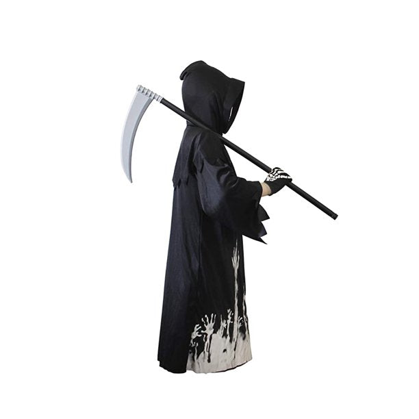 Melliful Halloween Kids Costumes, Grim Reaper Costume, Cosplay Black Robe with Glow Pattern, Soul Taker Child Costume, Halloween Weapon Included