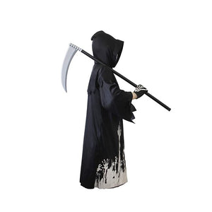 Melliful Halloween Kids Costumes, Grim Reaper Costume, Cosplay Black Robe with Glow Pattern, Soul Taker Child Costume, Halloween Weapon Included