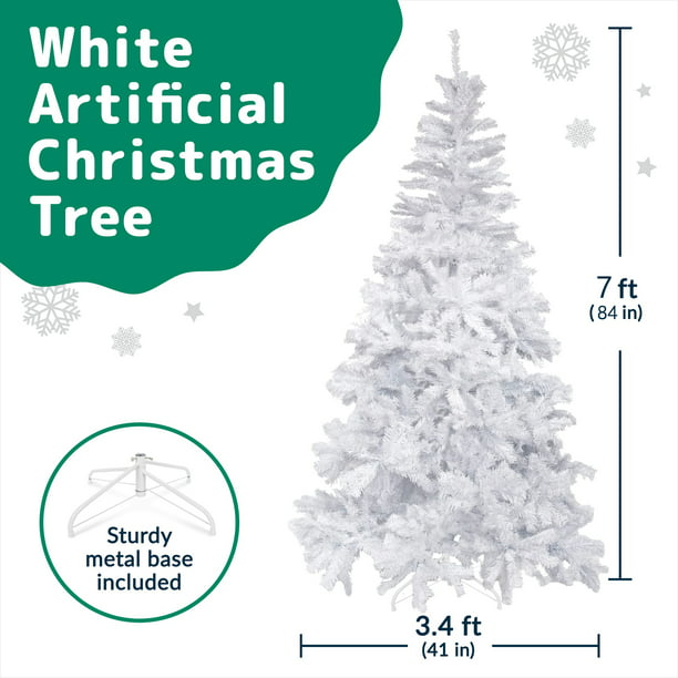 Melliful 7 ft Pre-Lit Christmas Tree, Artificial Christmas Trees with 1200 Tips for Home, Office, Party Holiday Decoration, White