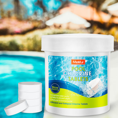 Meliful Pool and Spa 180 Pcs Long Lasting Chlorinating Tablets, Chlorine Tablets for Small Swimming Pool or Spa