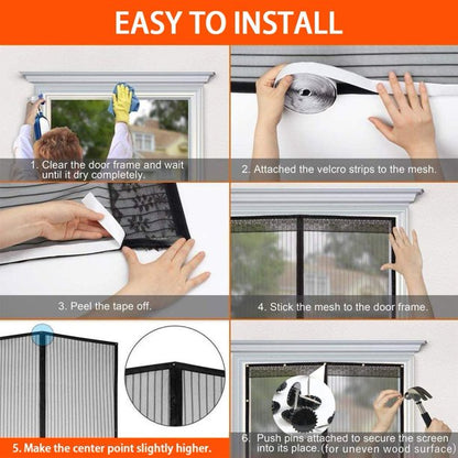 Magnetic Screen Door, Durable Retractable Screen Door Net Screen With Magnets And Full Frame Hook&Loop, Self-Closing, Hands Free, Sliding Screen Door For Kids/Pets Entry Freely, 35x 82 Inch, J01