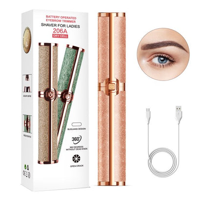 Eyebrow Trimmer for Women, Rechargeable Hair Cutter Eyebrow Razor Tool Mini Facial Hair Remover with LED Light