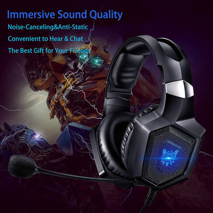 Gaming Headset,Gaming Headphones for Pc, Wired Stereo Headphones Noise-canceling with Mic,Headphones Xbox 7.1 Surround Sound Stereo LED Lights , for PS5, PS4, Xbox Series, Computer, Laptop