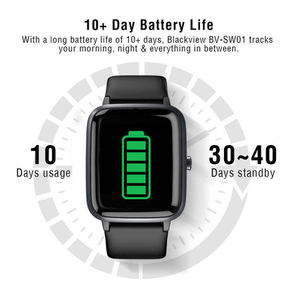 Emossie Smart Watch for Android Phones and iOS Phones, All-Day Activity Tracker with Heart Rate Sleep Monitor, 1.3" Full Touch Screen Waterproof Smartwatch for Men Women (Black)