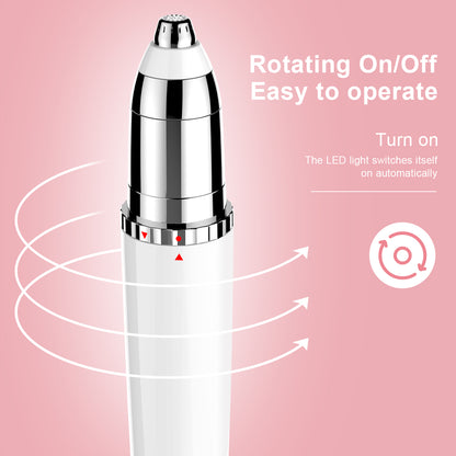 iFanze Facial Hair Remover for Women, USB Rechargeable Painless Hair Eyebrow Trimmer, IPX6 Waterproof, Built-in LED Light, Portable Flawless Electric Epilator for Cheeks, Chin, Upper Lip & Arms