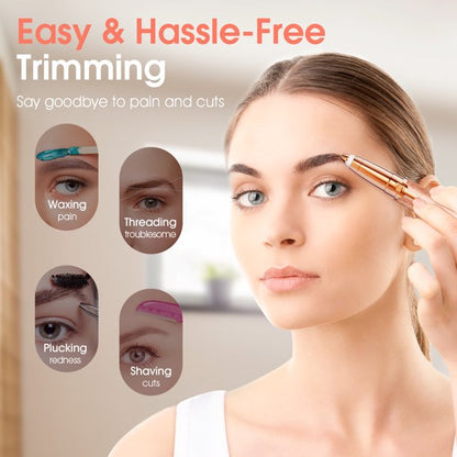 Eyebrow Trimmer for Women, Rechargeable Hair Cutter Eyebrow Razor Tool Mini Facial Hair Remover with LED Light