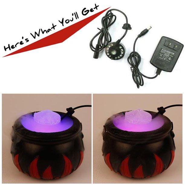 Halloween Mist Maker, Witch Cauldron Fog Smoke Machine with 12 LED Color Changing Lights