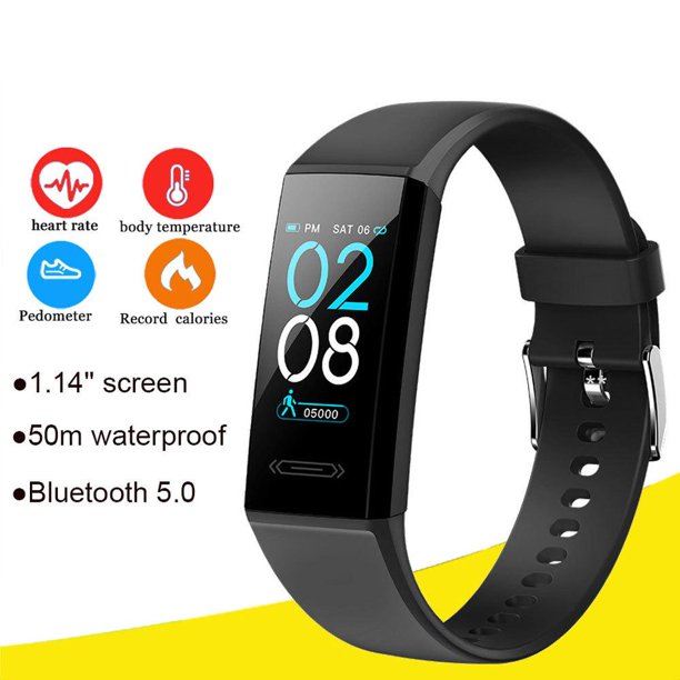 Jorocks Fitness Activity Tracker with Heart Rate Monitor Smart Watch for Women Men Kids, Black