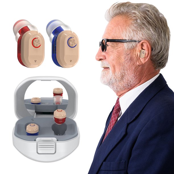 Vinmall Hearing Aids for Seniors, Hearing Aids, Voice Enhancer and Audio Sound Amplifier, Hearing Amplifier TV Earbuds With Portable Box, Hearing Amplifiers for Ear of Seniors and Adults, J