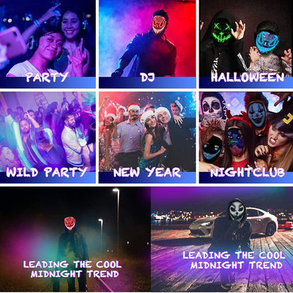 Melliful Halloween Led Mask Gloves Set for Women Men Kids, Halloween LED Glow Venom Mask EL Wire Light Up for Festival Cosplay Costume Parties