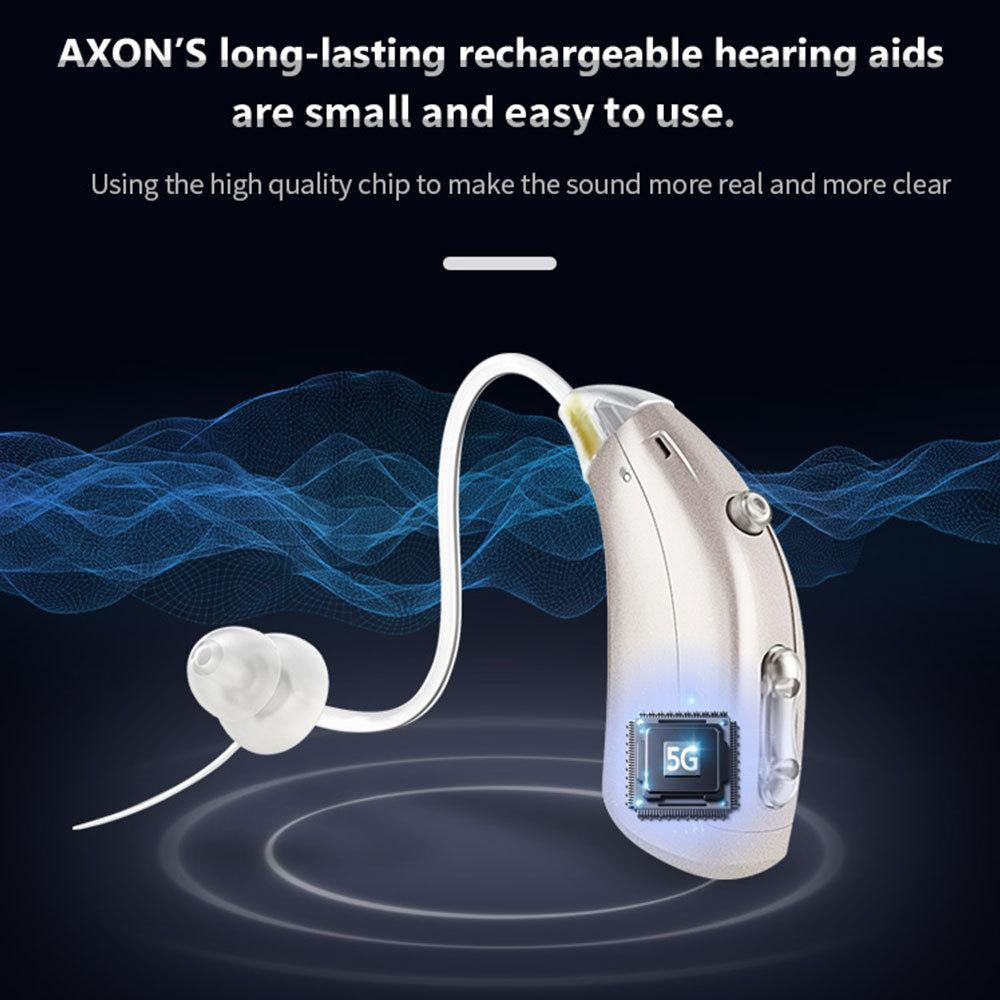 Rechargeable Hearing Aids for Both Ears, Vinmall Digital Hearing Amplifier with Charging Case, 1 Pair, Silver