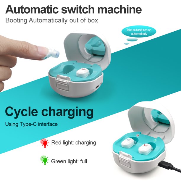Doosl Hearing Amplifier Rechargeable for Seniors, Hearing Aids with Charging Box, Mini Sound Amplifier Noise Reduction (2 Units)