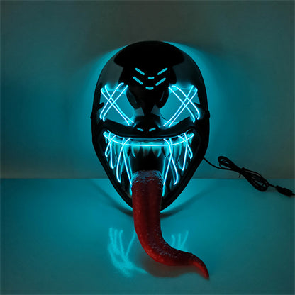 Melliful Horror Mask for Venom Halloween Cosplay, Led Light Up Halloween Mask for Adult Women Man