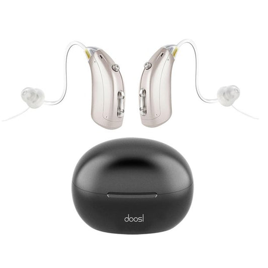 2 PCS Hearing Aid Amplifier, USB Rechargeable Digital Hearing Assistance Aid with Noise Reduction, Voice Enhancer Aids with Charging Case, Universal Fit Behind the Ear for Adults Seniors