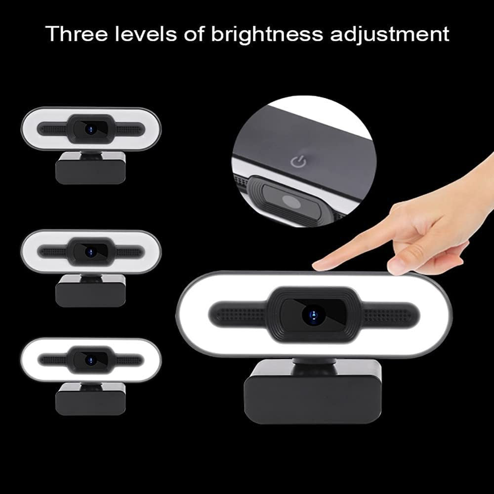 Doosl 1080P HD USB Webcam, Web Camera with Tripod, Built-in Microphone, Adjustable Light, Laptop Desktop PC Computer Web Camera for Live Streaming Video Calling Conferencing Recording Gaming