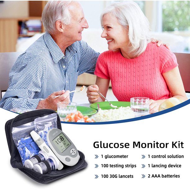 Vinmall Blood Glucose Meter, Home Use Diabetes Testing Monitor Kit with Glucometer Strips, Lancing Device, Carrying Case, No Coding
