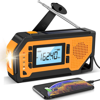 iFanze (2021 Newest) Emergency Radio Weather Alert Radio Solar Hand Crank Radio AM/FM/NOAA Weather Radio for Household and Outdoor, LED Flashlight, Earphone Jack, Bottle Opener