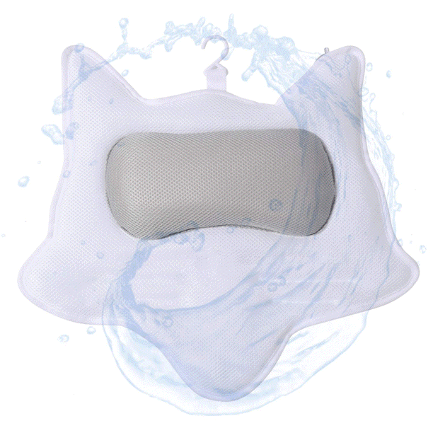 Bath Pillow for Tub, Bathtub Pillows with Strong Suction Cups 5D Air Mesh Polyester Spa Pillow (Fox Shape)