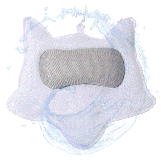 Bath Pillow for Tub, Bathtub Pillows with Strong Suction Cups 5D Air Mesh Polyester Spa Pillow (Fox Shape)