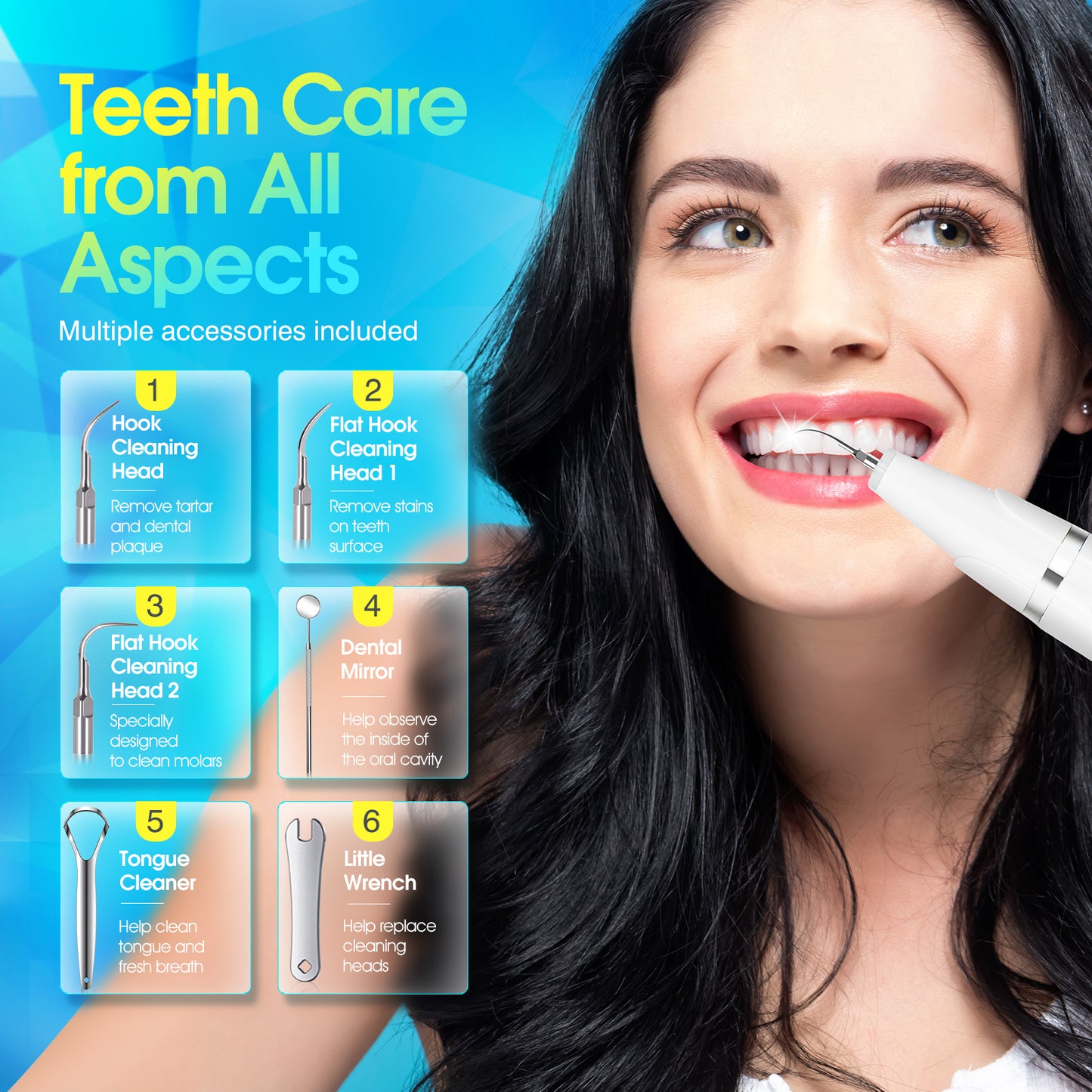Plaque Remover for Teeth, Ifanze Electric Dental Plaque Remover Tool, Tooth Cleaner Tartar Cleaning Kit with 4 Replacement Heads, Safe for Adult Kids