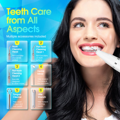 Plaque Remover for Teeth, Ifanze Electric Dental Plaque Remover Tool, Tooth Cleaner Tartar Cleaning Kit with 4 Replacement Heads, Safe for Adult Kids