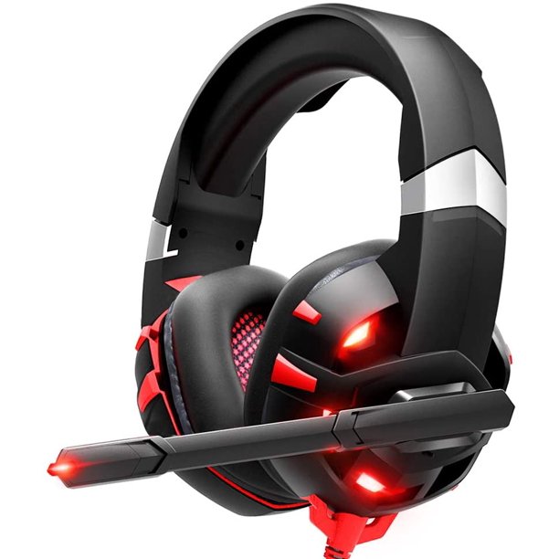 Gaming Headset With Microphone,7.1 Surround Sound Stereo Pc Gaming Headset,Gaming Headset With Noise Canceling Mic & LED Light, Headsets Compatible With PC, PS4, Xbox One Controller(Adapter Needed),J3