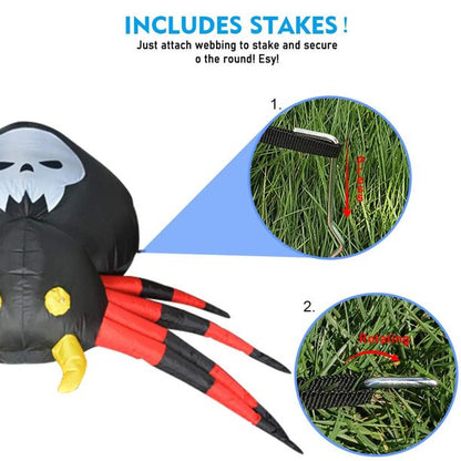6ft Width Halloween Inflatable Spider with Magic Light Cooseas Blow Up Yard Decoration