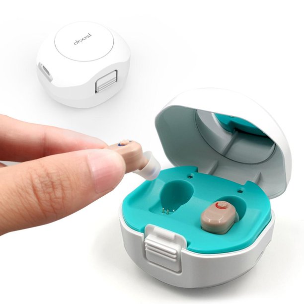 Doosl Hearing Aids Rechargeable, Noise Reduction In-Ear Digital Hearing Aids for Seniors, Enhances Speech and Audio Sound Amplifier with Portable Charging Case, Both Ears