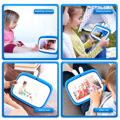 7 inch Kids Tablet, Android 11 Tablet for Kids, 2GB+32GB, WiFi Bluetooth Tablet PC, Toddlers Children Kids Learning Tablet, IPS Screen, Parental Control, Cute Rabbit Kid-Proof Case, Blue