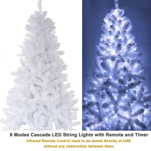 Melliful 7 ft Pre-Lit Christmas Tree, Artificial Christmas Trees with 1200 Tips for Home, Office, Party Holiday Decoration, White