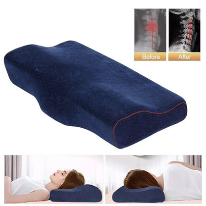 Memory Foam Pillow Orthopedic Sleeping Pillows, Ergonomic Cervical Pillow for Neck Pain (Blue)