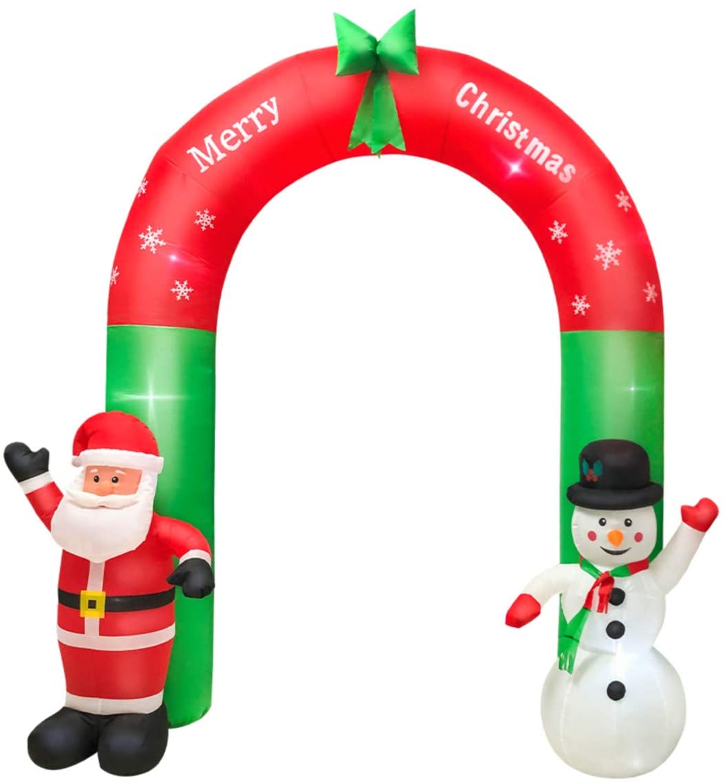 Cooseas 7.9 ft Christmas Inflatables Archway, Santa Claus Blow up Airblown Arch with LED Lights Built-in for Holiday/Party/Yard/Garden