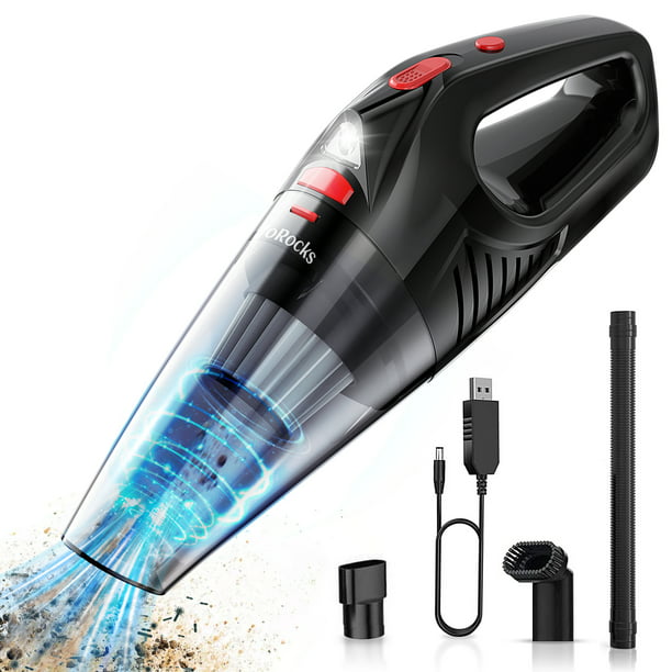 JoRocks Car Vacuum Cleaner Cordless, Portable Cyclone Handheld Vacuum with LED Lights for Home & Car, Black