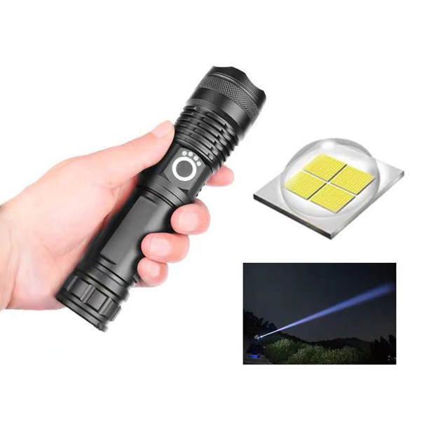 Rechargeable Tactical Flashlight,Ifanze Aluminum Telescopic Zoom LED Flash Light 15000 Lumens with 5 Modes