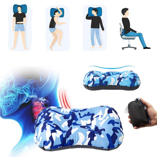 Ultralight Inflatable Camping Travel Pillow, Compressible, Compact, Comfortable, Inflating Pillows for Neck & Lumbar Support While Camp, Hiking, Backpacking, Traveling, Car