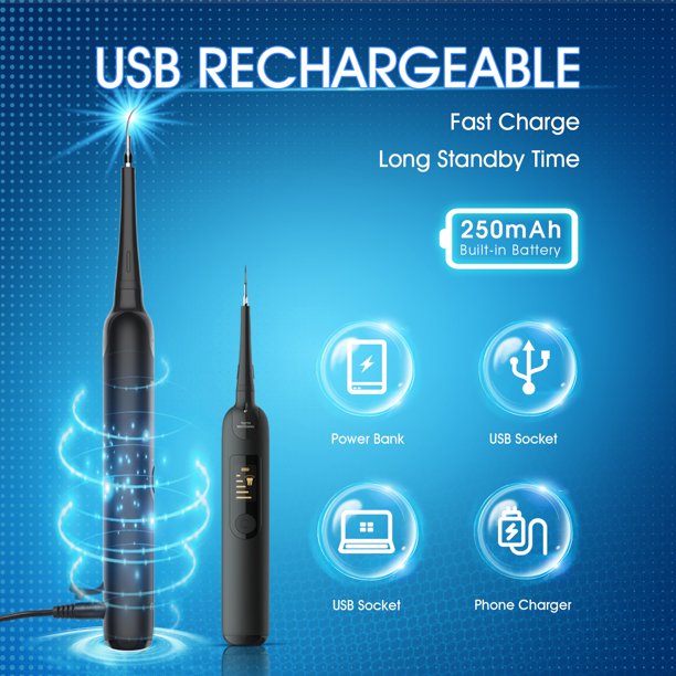 Dental Calculus Remover, Rechargeable Tartar Plaque Remover for Teeth Dental Tools, Ifanze Electric Tooth Cleaner 7 Pcs
