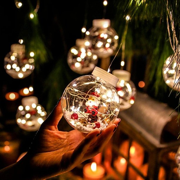 10LEDs Globe Christmas String Lights,IFanze Xmas Ball Curtain Light for Yard Home Party Porch Decor (Warm White)