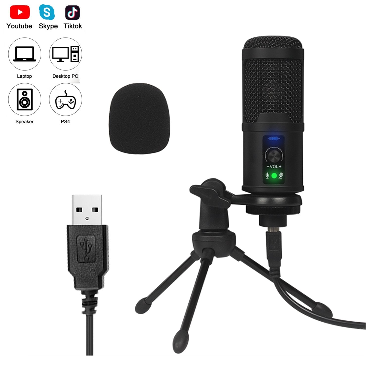 Cpu Microphone USB PC Microphone Kit, 192kHz/24Bit Professional Supercardioid Condens ...