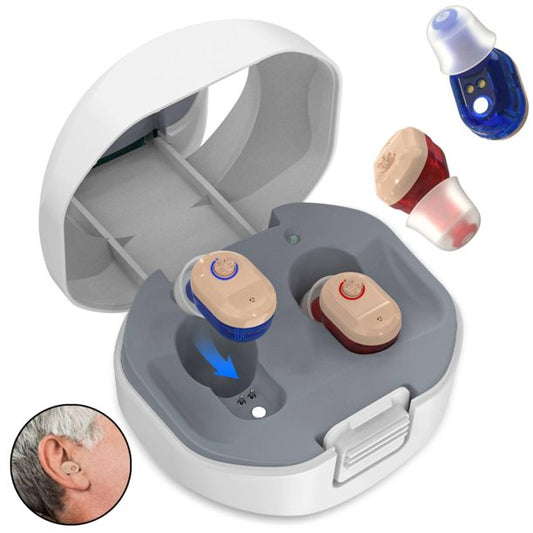 Vinmall Hearing Aids for Seniors, Hearing Aids, Voice Enhancer and Audio Sound Amplifier, Hearing Amplifier TV Earbuds With Portable Box, Hearing Amplifiers for Ear of Seniors and Adults, J